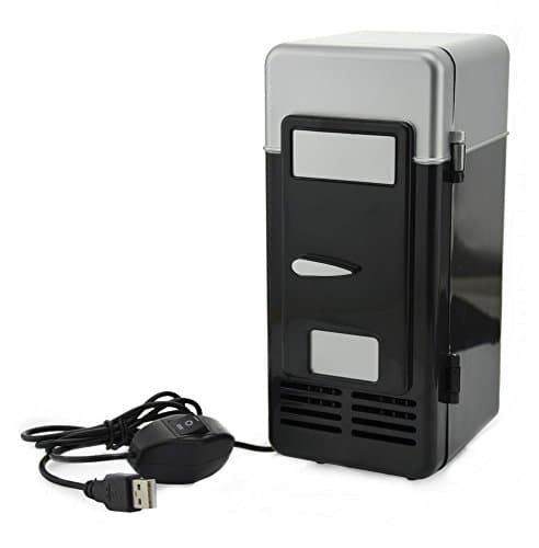 ThreeH New Mini USB Fridge Cooler Beverage Drink Cans Cooler/Warmer Refrigerator for Laptop PC Computer Black H-UF05Black