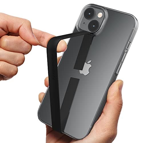 Sinjimoru Stretchable Silicone Phone Strap, Elastic Finger Grip, Black