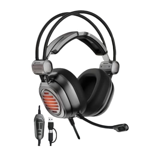 ECMQS Corded Gaming Headsets Esports Headphone Omnidirectional for Immersive Auditory and Comfortable Fit Comfortable for Glasses Wearers