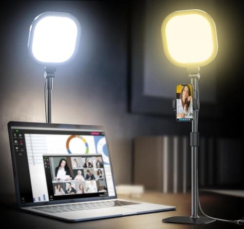 LitONES Desk Ring Light for Video Call, Dimmable Desk Light for Home Office