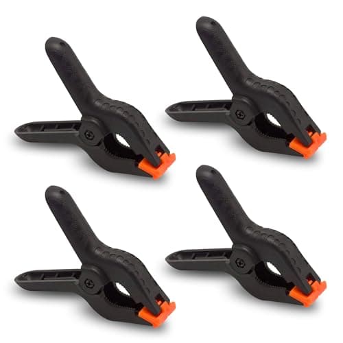 G4GADGET Pack of 4X 3.5 Inch Plastic Spring Clamps - Heavy Duty Quick Grip Clips for Woodwork, Crafts, Photo Studio, Muslin Backgrounds, and DIY Projects