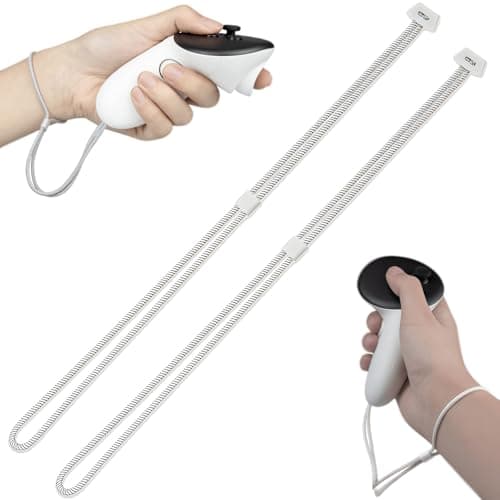 MrDalio 2pcs White Adjustable Wrist Straps - Suitable for Oculus Quest 3, Easy to Attach Controller Hand Lanyards, Quest 3 Accessories for Secure VR Gaming
