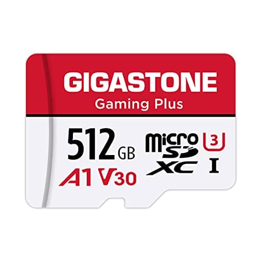 GIGASTONE 512GB Micro SD Card with SD Adapter + Mini-case, Gaming Plus, Nintendo-Switch Compatible, High Speed 100MB/s, 4K Video Recording, Micro SDXC UHS-I, A1 Run App, Class 10