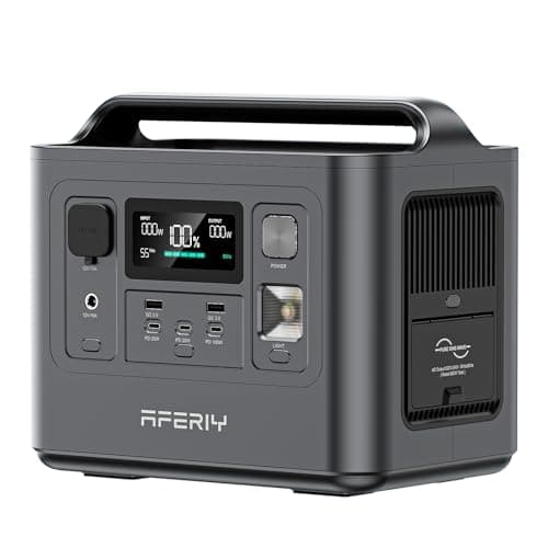 AFERIY Portable Power Station 800W, 512Wh Power Station LiFePO4 Battery, 1 Hour Fast Charging, AC 220V-240V, UPS, 3500+ Charge Circles, Solar Generator for Camping/RV/Home Backup, 7-Year Warranty