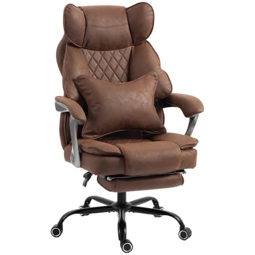 HOMCOM Executive Office Chair with Footrest 180kg 400lb Big and Tall Brown