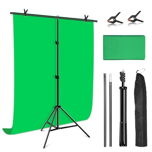 PULUZ Greenscreen Backdrop with Stand 1x2m, 3.2x6.5ft Green Screen Background Stand, Green Screen Backdrop Kit with Clamp Carrying Bag for Gaming, Photo Studio, Video Recording, Streaming