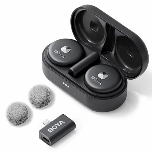 BOYA Omic-D Wireless Lavalier Microphone for iPhone, Noise Cancelling Cordless Magnetic Clip Lapel Microphone for iPhone 14/14 Pro/13/13 Pro iPad IOS Devices Vlog Podcast Live Stream Video Recording
