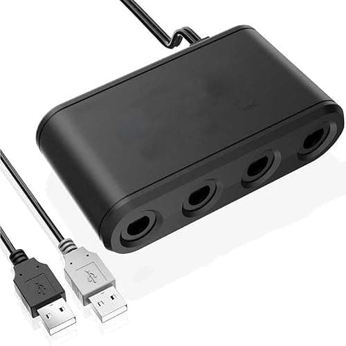 Gamer Gear 4-Port Adapter for GameCube Controllers - compatible with Switch, Wii U, and PC, Plug-and-Play