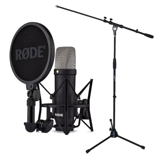 RØDE Rode NT1 Signature Black Studio Microphone Condenser Microphone + Keepdrum Microphone Stand