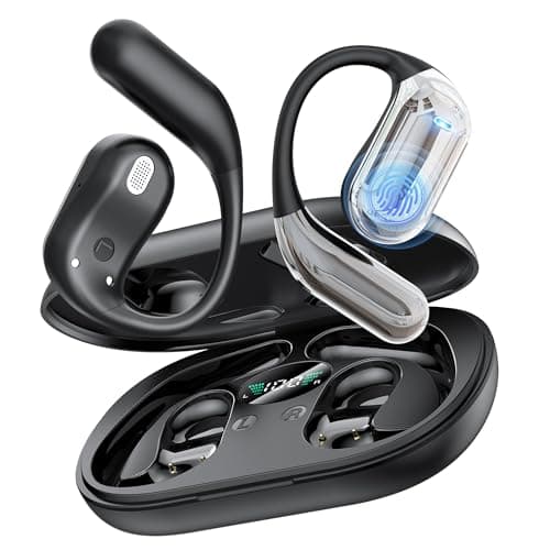 Boytond Open Ear Bone Conduction Headphones - Wireless Bluetooth Earbuds with Deep Bass, Waterproof Sports Earphones for Running & Fitness, Secure Fit for Small Ears with Mic - Black