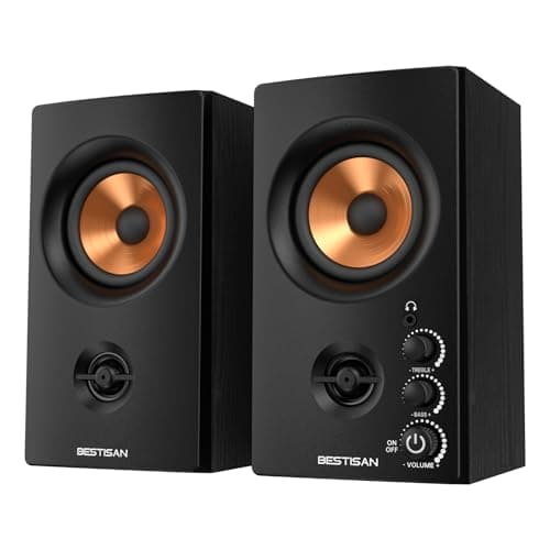 BESTISAN Active Bookshelf Speakers with Bluetooth& RCA Input