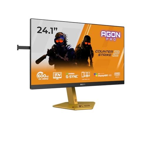AOC CS24A 24 inch FHD Gaming Monitor 610Hz, TN eSports Panel, 0.5ms GtG, HDR400, G-Sync Compatible, Height Adjustment, (1920x1080 HDMI 2x 2.1 DP 1x 1.4 USB Hub) Black/Orange