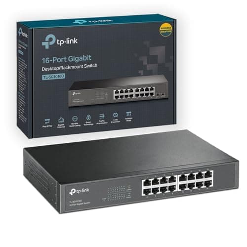 TP-Link TL-SG1016D 16-Port Gigabit Desktop/Rackmount Network Switch | Full Gigabit Ethernet Switch, Power-Saving Ethernet Splitter, Auto MDI/MDIX, Isolation Mode, Loop Prevention, Plug&Play