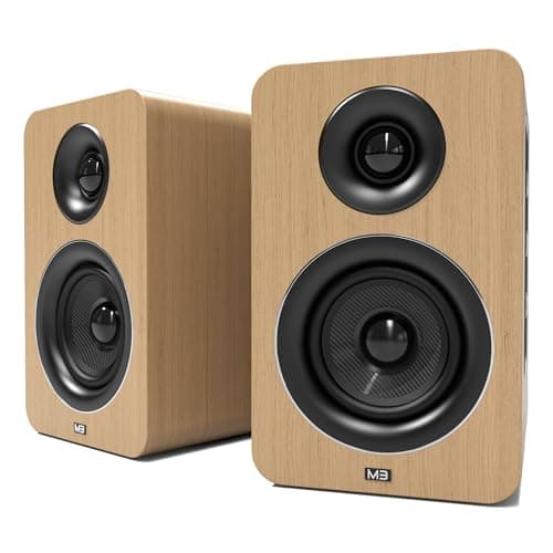 AZATOM Bookshelf Speakers 60W | Bluetooth | 3” Carbon Fibre Drivers & Silk Tweeters | 24bit DAC Built-in | Perfect for Computer Gaming, Vinyl Turntable, HiFi, Home Theatre Equinox M3 (Oak)