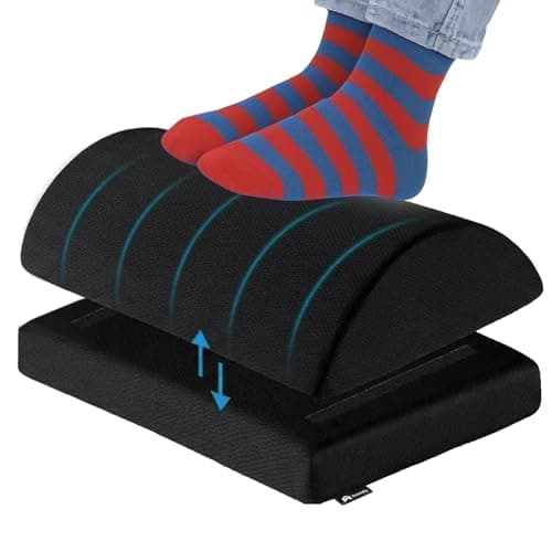 Foot Rest Under Desk, Footrest Cushion Non-Slip Memory Foam, Foot Stool with Adjustable Height 16 cm, Breathable Mesh Ergonomic Pad Extra Leg Support Suitable for Office, Travel Home Comfort & Gaming