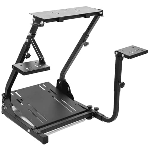 Anman Foldable Racing Wheel Stand Frame Compatible with Logitech Thrustmaster G920 G25 G27 G29 G923 T80 T150 Collapsible Sim Gaming Cockpit with 2 Shift Lever(Not Included Wheel and Pedals)