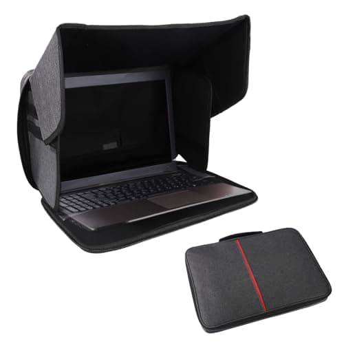 Laptop Shade Cover, 12-15in Laptop Hood Computer Sun Shade Bag Foldable Computer Glare Privacy Shield with Mesh Pocket for Outdoor Travel Office Use(Black)