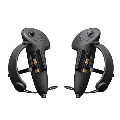 AMVR Extended Controller Grips Cover Compatible with Meta/Oculus Quest 3S/Quest 3 Accessories, with Battery Opening Cover and Knuckle Straps Protector, Suitable for Large Hands