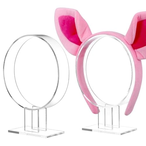 DEARMAMY Acrylic Headband Display Stand Clear Hair Band Holder for Single Hair Hoop Storage Headband Stand and Accessories Organizer for Desktop Shop Counter Boutique 2 pack