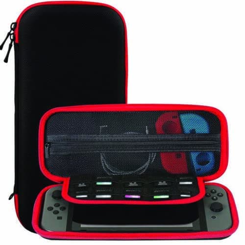CSL-TECH Case for Both Original Nintendo Switch and The Newer OLED Model Console Black Slim Travel Carry Case