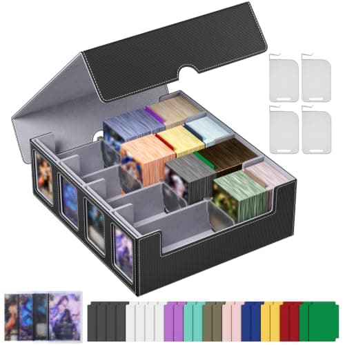 Dayacoco Four Rows Card Deck Box, Trading Card Storage Box for 2800+ Cards