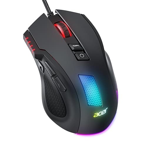 Acer Wired Gaming Mouse, 12,800 DPI RGB Ergonomic Computer Mouse for PC