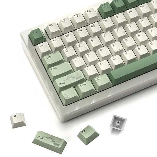 PBT keycaps Matcha Green, Cherry Profile Keycaps 60 75 Percent,Double Shot Key Cap,dye-sub Keyboard caps, 134keys Custom Key caps for Mechanical Keyboard (Spring Tea,only keycaps)