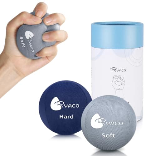 RYACO 2PCS Hand Exercise Gel Stress Balls Set, Soft & Hard Gel Balls Set of 2 for Adults & Kids - Anxiety Relief, Resistance Training, Easy Squeeze, Grip Strength (Dark Blue + Gray)