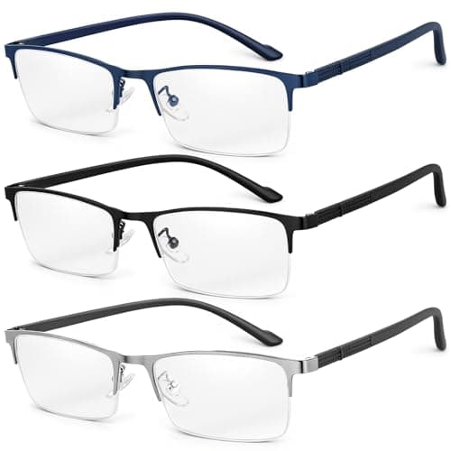 BUTBU Reading Glasses, 3 Pack Blue Light Blocking Reading Glasses for Men, Scratch Resistant Rectangular Frame, Lightweight Computer Readers, Hinge Eyeglasses for Women Men (+2.50)