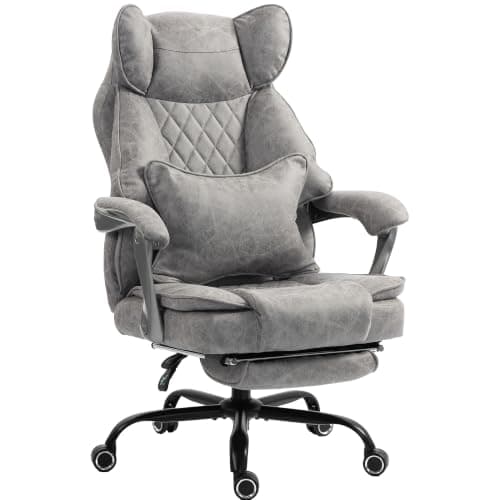 HOMCOM Executive Office Chair with Footrest 180kg 400lb Big and Tall Grey