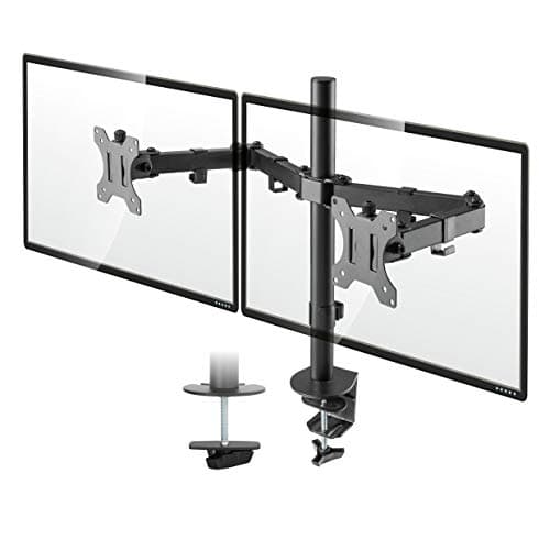 TTAP Monitor Mount for 13-27” Screens - Double Arm Desk Stand Bracket with Clamp - Ergonomic 90° Tilt, 360° Rotation & 180° Swivel Arm - VESA Dimensions: 75x75-100x100