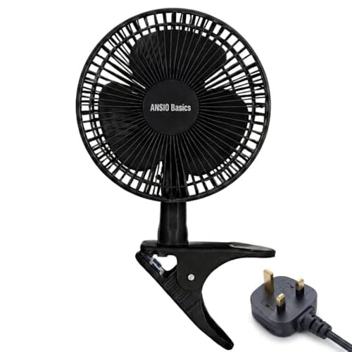 ANSIO 6 Inch Clip On Fan – Mini Desk Fan with Clamp, Plug in Portable Fan with 2 Speed Settings, 360° Rotatable Head & 45° Tilt Adjustment, Clip Fan for Bed, Desk & Office - Black