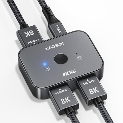 XAOSUN 8K HDMI 2.1 Switch, 4K@120Hz HDMI Splitter 1 in 2 out / 2 in 1 out
