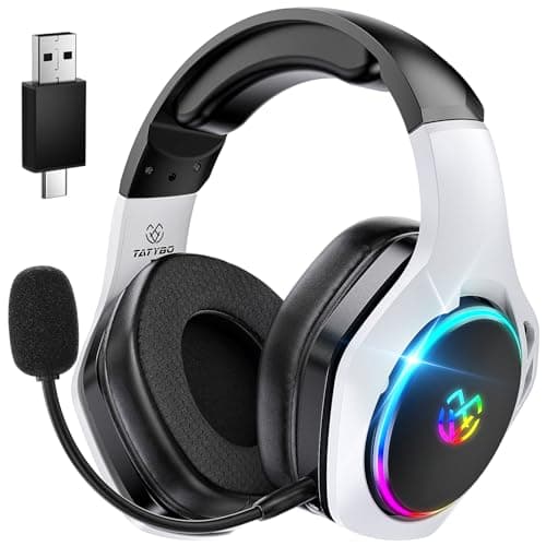 2.4Hz Wireless Gaming Headsets for Ps5 Ps4 PC, 40H+ Hrs & 7.1 Surround Sound with Noise Canceling Microphone Ps5 Headsets for Switch Phone, Bluetooth Gaming Headphone