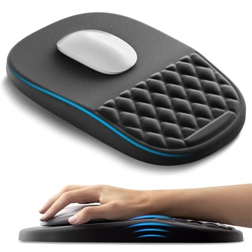 AUEDROT Ergonomic Mouse Mat with Wrist Rest Support 2 in 1 Mouse Pad & Wrist Rest Massage Desk Mat with Gel Cushion Non-Slip for Office & Gaming, for Gift, Black