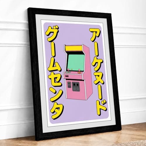 Neon Arcade Retro Framed Wall Art Print A1 Black Frame