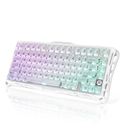 GravaStar Mercury K1 Lite 75% Gaming Keyboard, 2.4GHz/BT/Wired Tri-Mode Wireless Keyboard, Gasket Hot Swappable Mechanical Keyboard, Pre-lubed Linear Switches, RGB Backlit (Crystal Aurora)