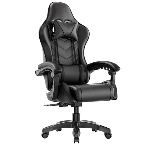 Blisswood Gaming Chair, Ergonomic Racing Gaming Chair for Adults with Lumbar Support, Heavy Duty Recliner Chair upto 150Kg Weight Capacity Swivel Chair (Black)