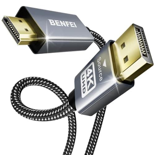 BENFEI 4K DisplayPort to HDMI 6 Feet Cable[Aluminum Shell, Nylon Braided], Uni-Direction DP 1.2 Computer to HDMI 1.4 Screen Cable Compatible with HP, ThinkPad, AMD, NVIDIA, Desktop and More
