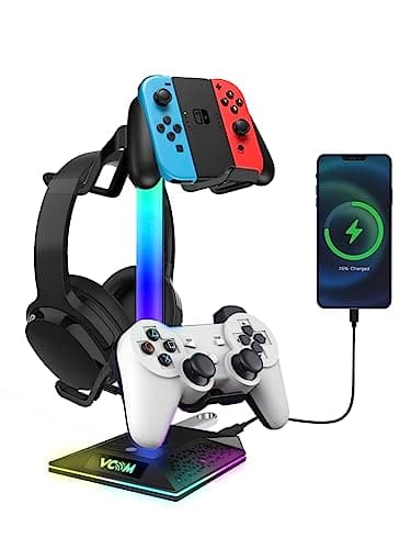 VCOM RGB Headphone Stand with 10 Light Modes, Gaming Controller Holder
