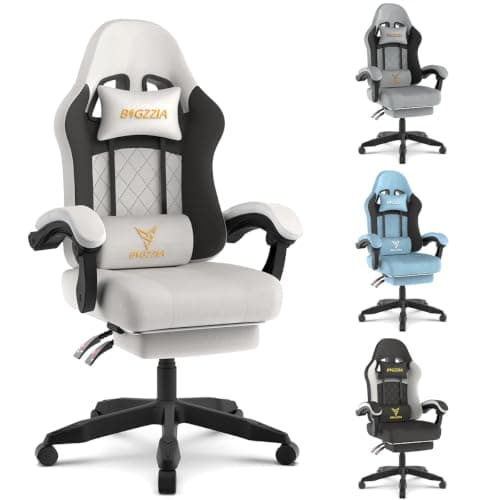 Racingreat Ergonomic Gaming Chair with Footrest for Adults (White)