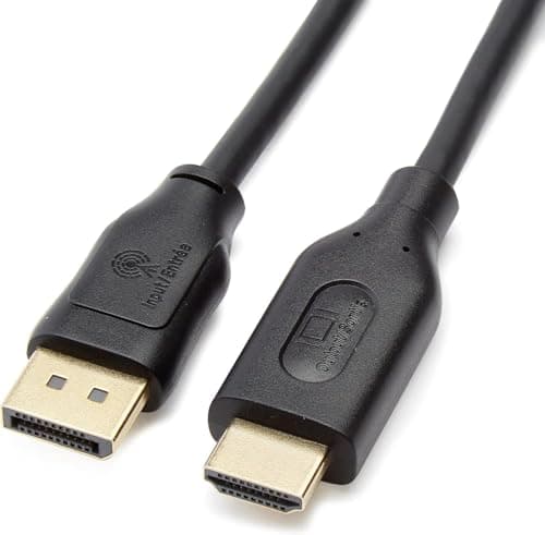 Amazon Basics DisplayPort (Source) to HDMI (Display) Cable, Uni-Directional, 4k@30Hz, 1920x1200, 1080p, Gold-Plated Plugs, 1.83 m, Black