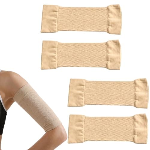 Elenviorina Arm Compression Sleeves for Women, 2 Pairs Upper Arm Compression Sleeves, Elastic Arm Support Sleeves, Slimming Arm Shaper for Daily Wear, Sports and Recovery, Skin Tone