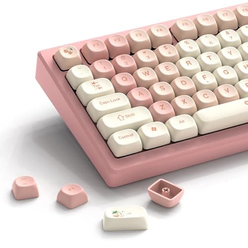 LQXQ PBT Keycaps 60%, MOA 143 Keys Dye Sublimation (Only Keycaps) | Custom Keycaps ASIN/ISO UK for 61/64/68/84/87/100/104/108 Cherry MX Keyboard, Pink