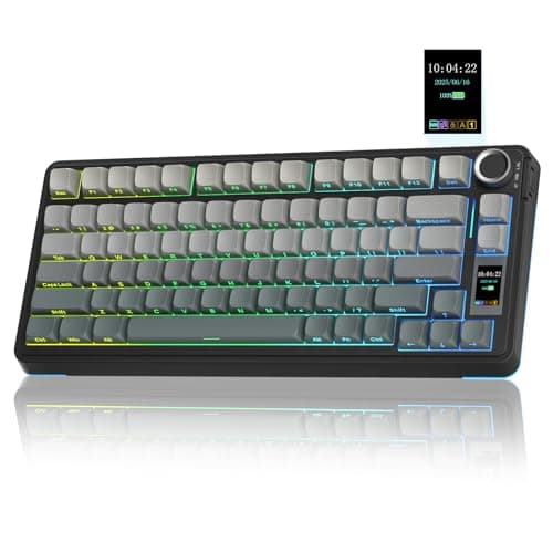 AULA S75Pro Wireless Gaming Keyboard 75 Percent,BT5.0/2.4G/USB-C Mechanical Keyboards with Screen & Multifunction Knob,Five-layer Padding,Hot Swap,RGB Backlit,Creamy Keyboard for Win/MAC (Black)