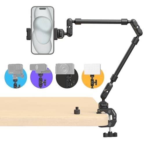 SMALLRIG 22" Magic Arm w Clamp, Flexible Desk Camera Mount & Clamp, Articulating Friction Boom Arm w Thread Adapter, for Light, Webcam, Mic, Action Camera - 4766