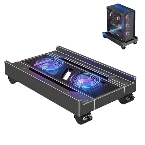 PC Stand with 2 Cooling Fans - Adjustable Gaming PC Tower Stand