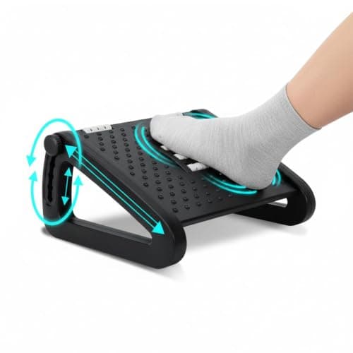 Ergonomic FootRest with Massage Rollers – Adjustable Under Desk Foot Support for Office & Home, Improves Posture & Circulation, Reduces Back, Leg & Foot Fatigue, Non-Slip, 6-Level Height & Tilt