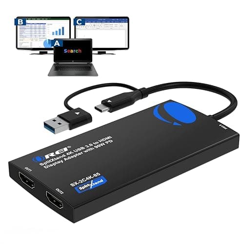 OREI SplitExtend 4K HDMI Splitter Extended Display for Dual Monitor with PD