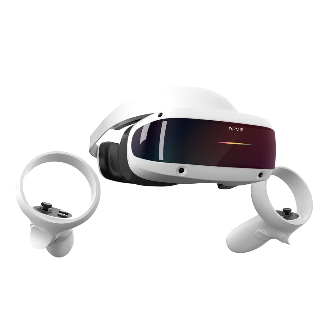 DPVR E4 VR Headsets, Virtual Reality Game System 3664x1920 Resolution, Virtual Reality Headset Plug and Play no Base Station Required with 2 Controller, PC Virtual Reality Headsets for SteamVR Game
